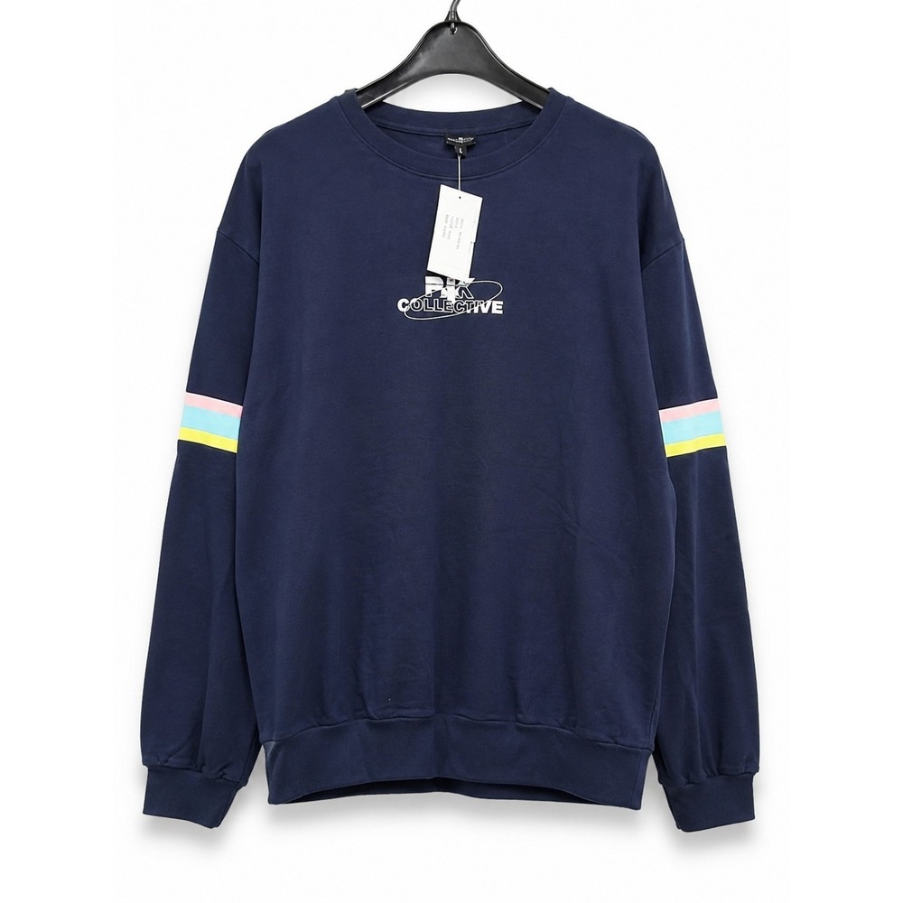 PSK Collective Womens SweatShirt Navy NWT Large New MSRP $69 Pullover L100